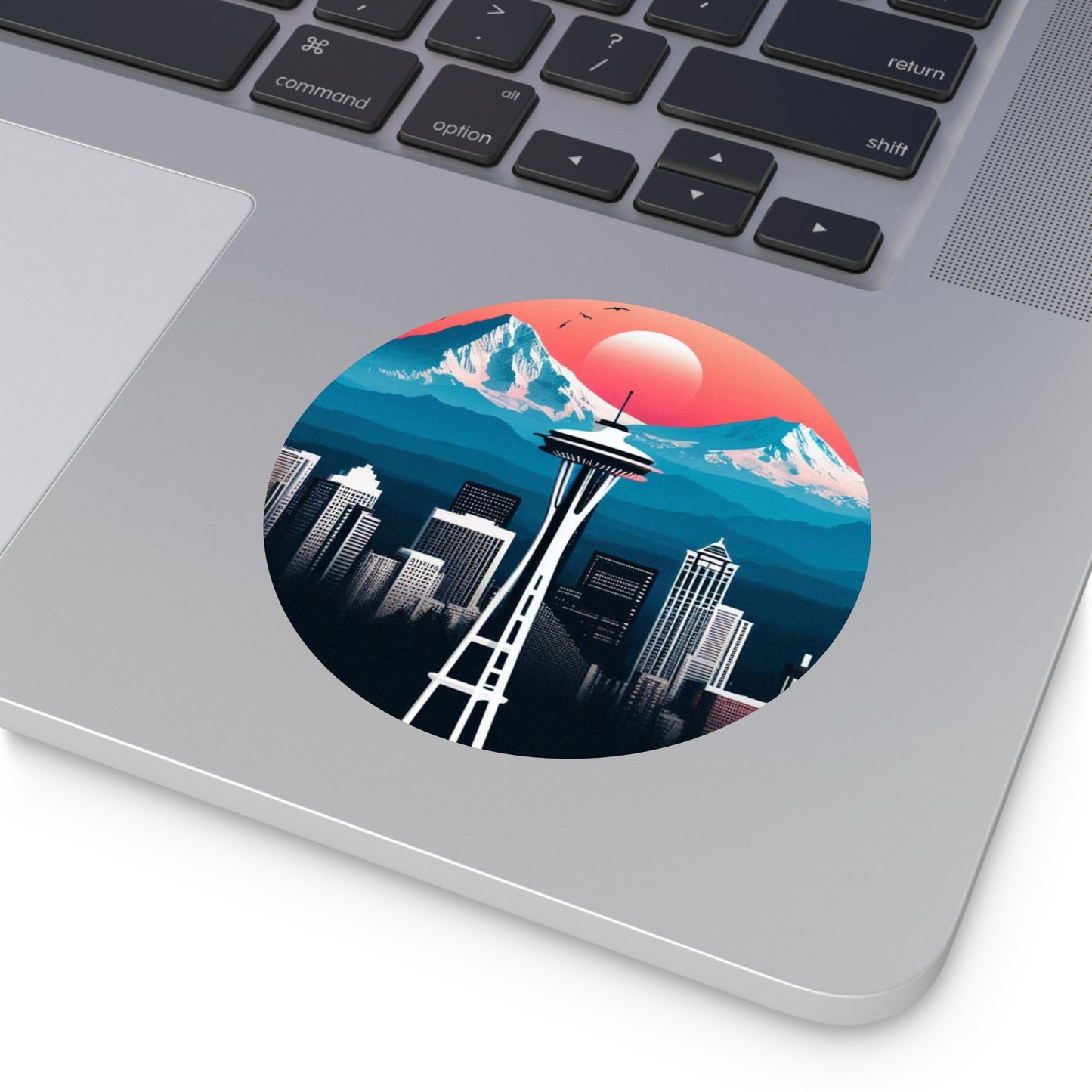 Space Needle Round Vinyl Stickers
