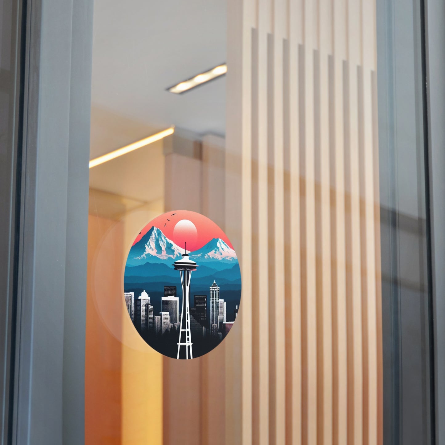 Space Needle Round Vinyl Stickers