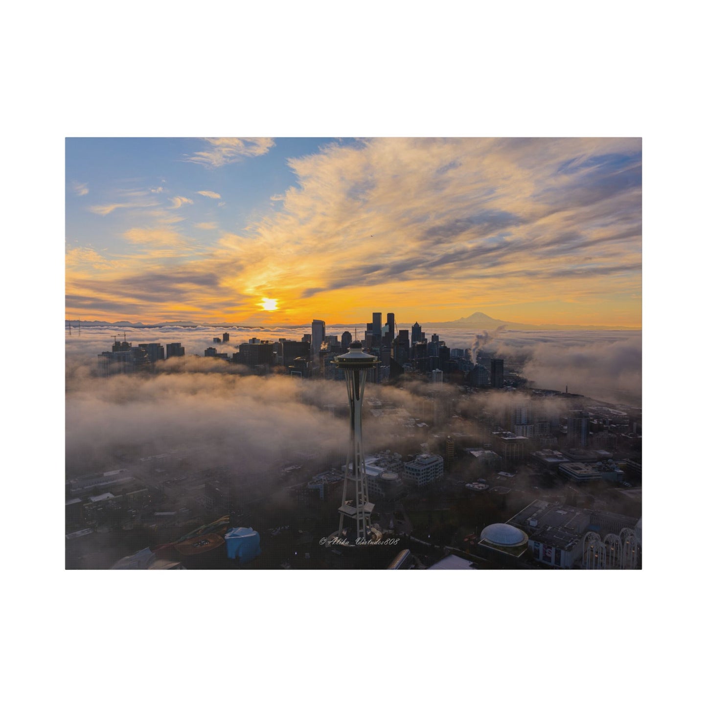 Seattle Skyline Above the Morning Fog