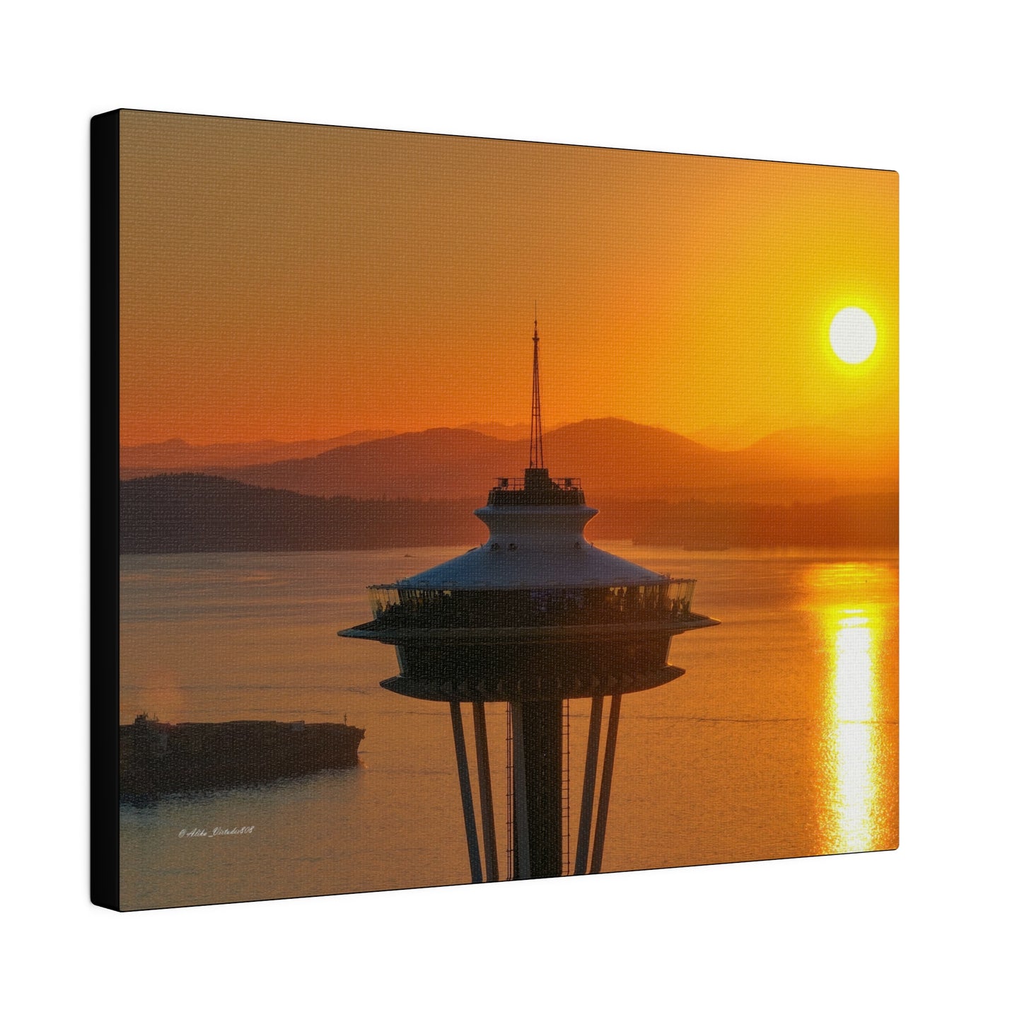 Golden Hour Sunset Behind Space Needle
