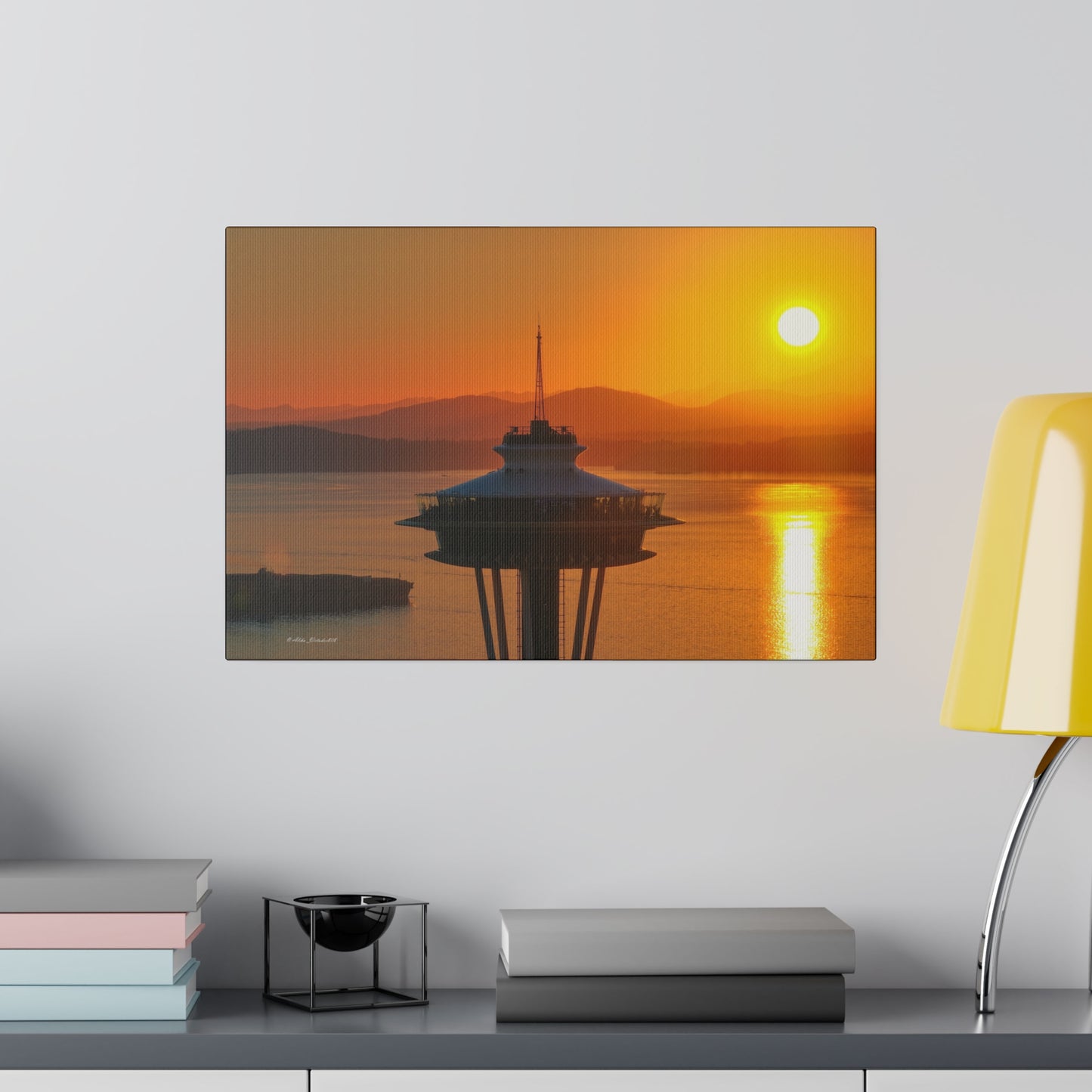 Golden Hour Sunset Behind Space Needle