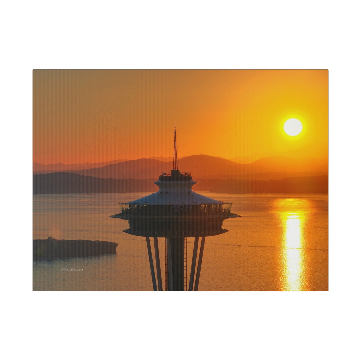 Golden Hour Sunset Behind Space Needle