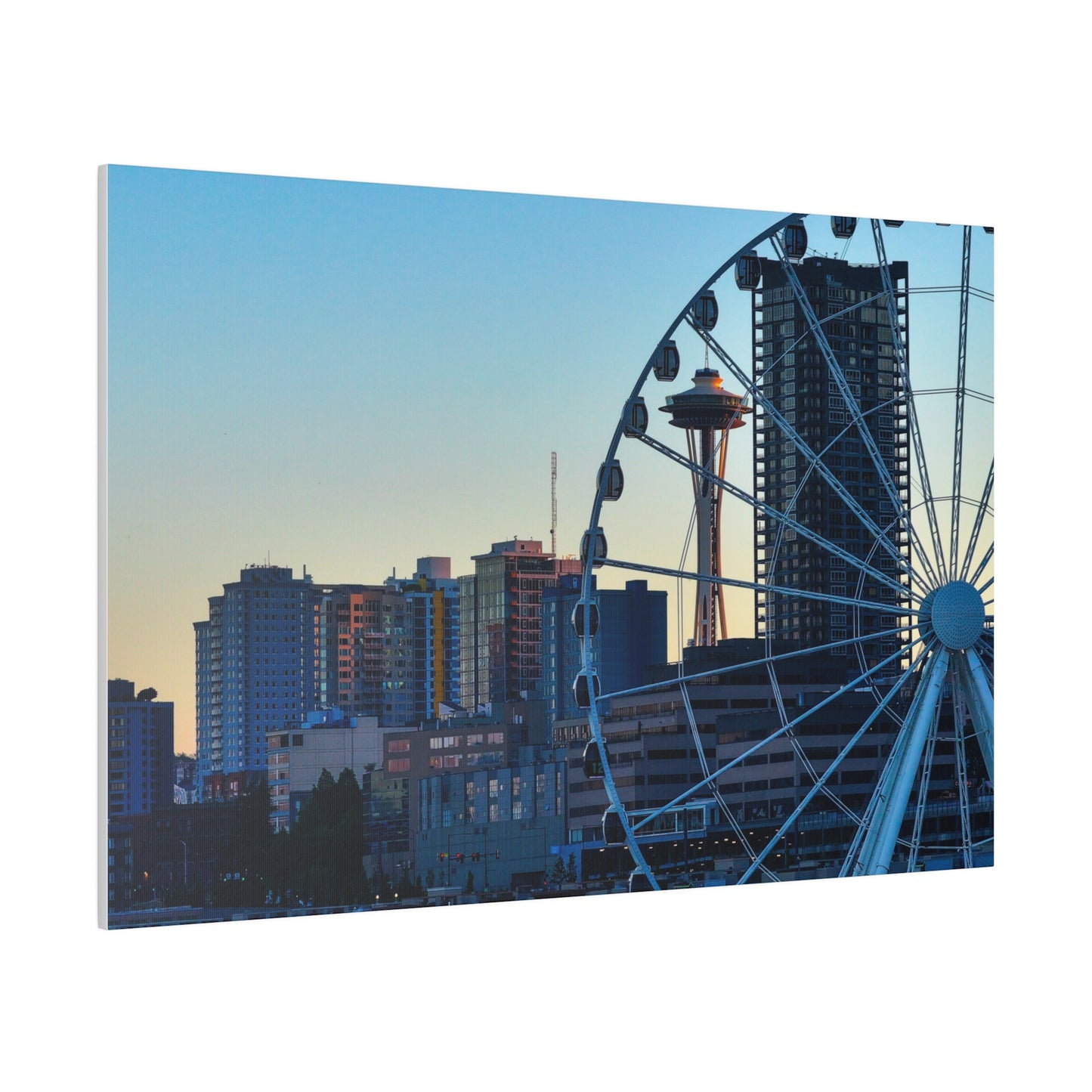 Seattle's Space needle through the Great Ferris wheel