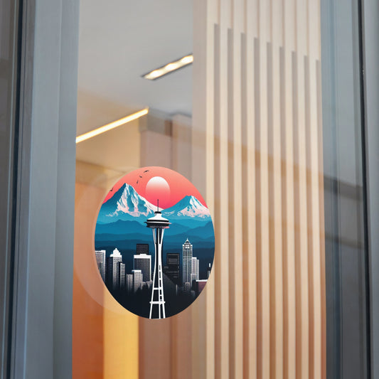 Space Needle Round Vinyl Stickers