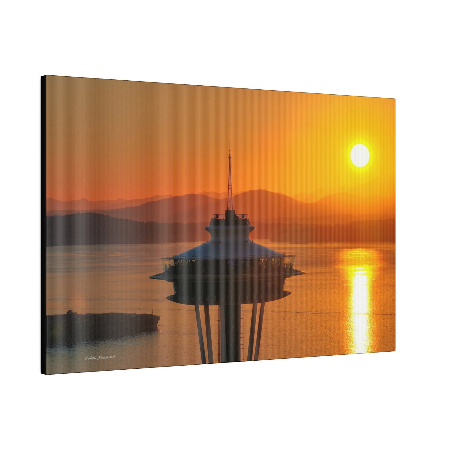 Golden Hour Sunset Behind Space Needle