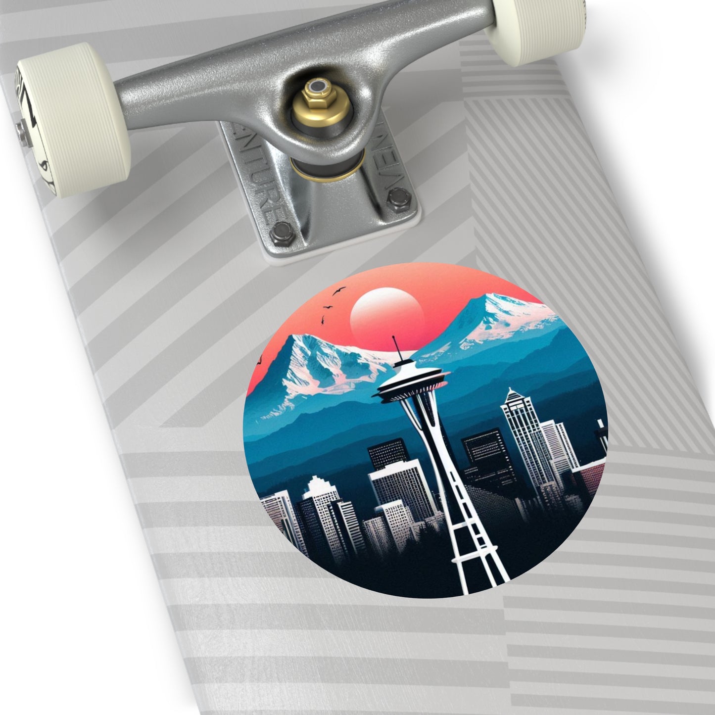Space Needle Round Vinyl Stickers