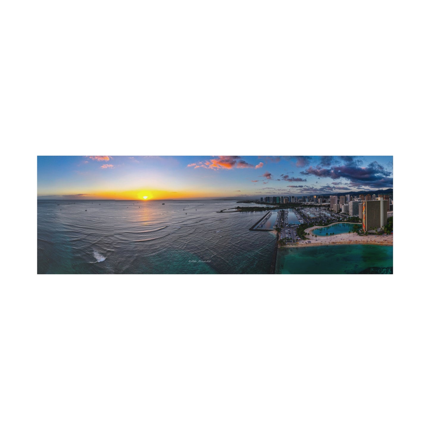 Panoramic View of Waikiki Sunset