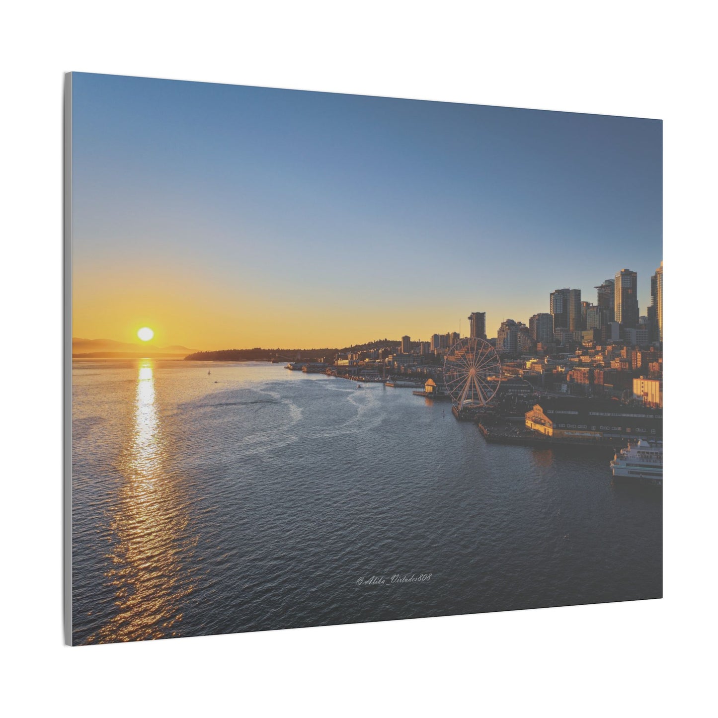 Golden Hour Sunset over Seattle Waterfront