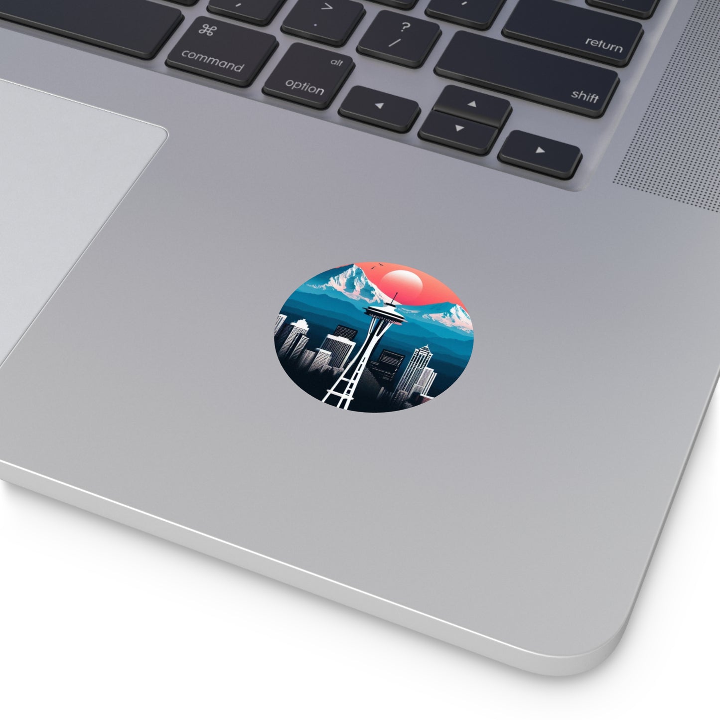 Space Needle Round Vinyl Stickers