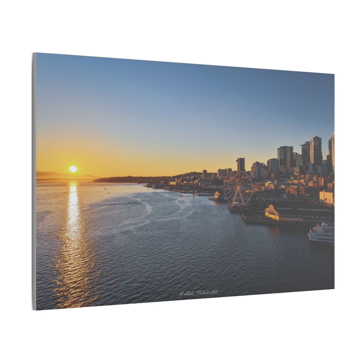 Golden Hour Sunset over Seattle Waterfront