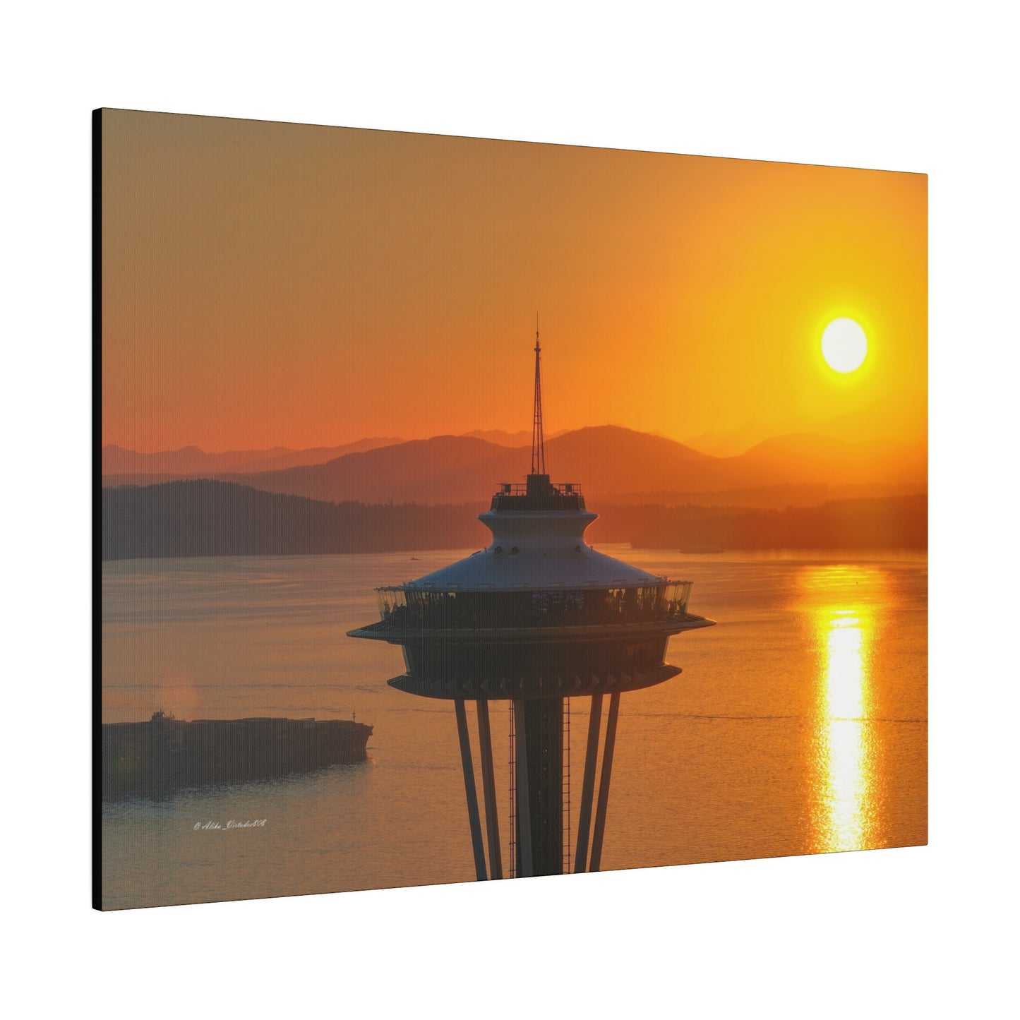 Golden Hour Sunset Behind Space Needle