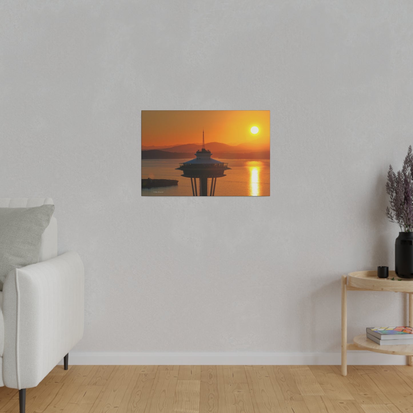 Golden Hour Sunset Behind Space Needle