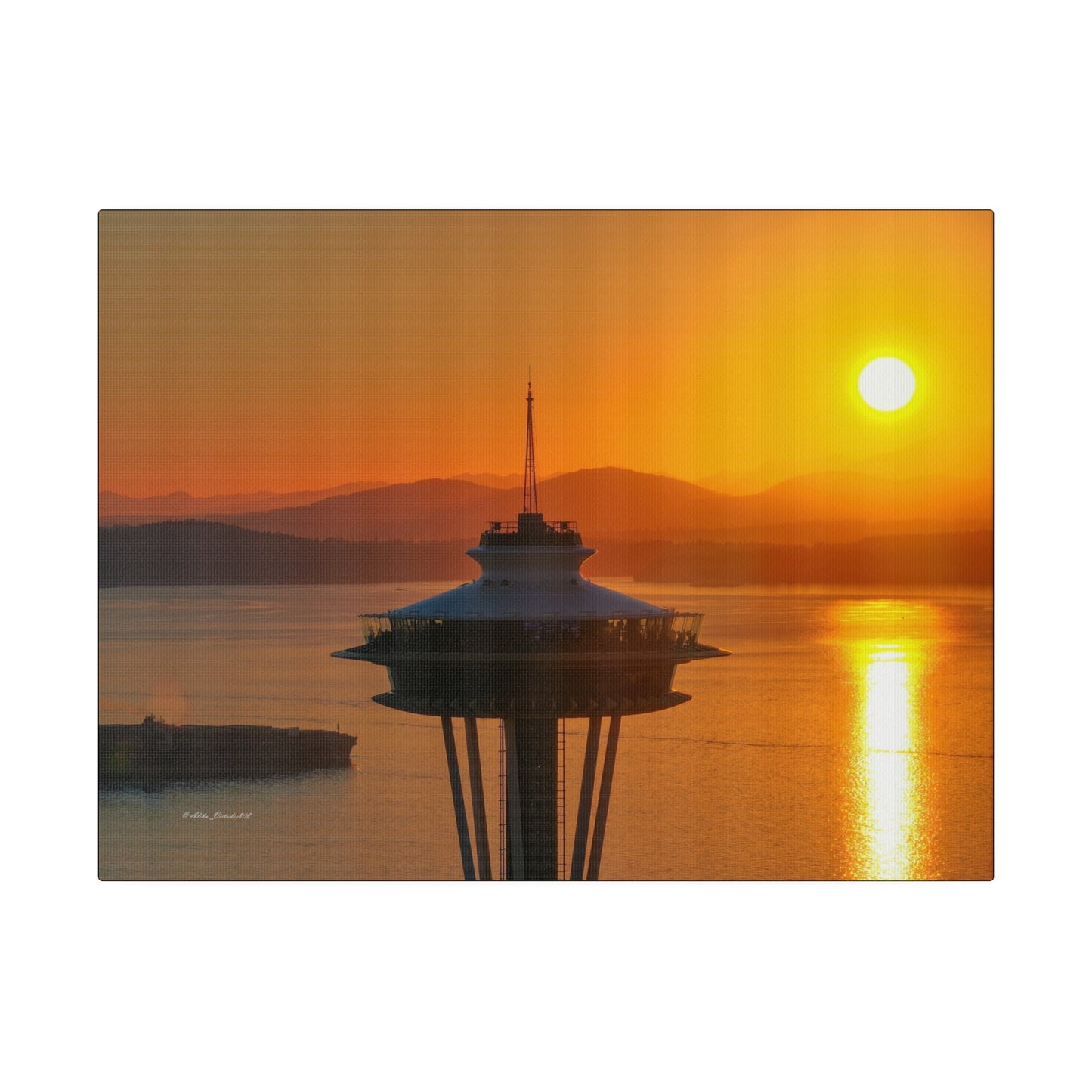 Golden Hour Sunset Behind Space Needle