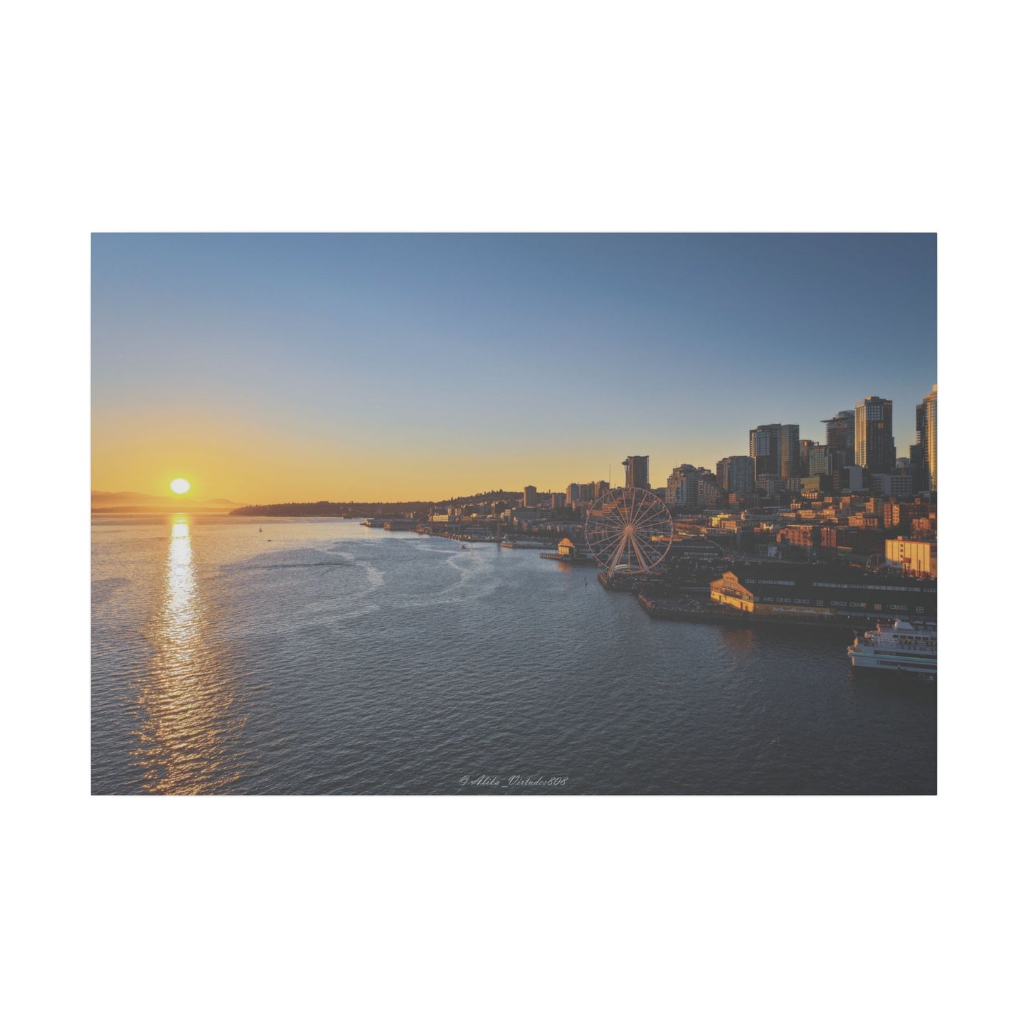 Golden Hour Sunset over Seattle Waterfront