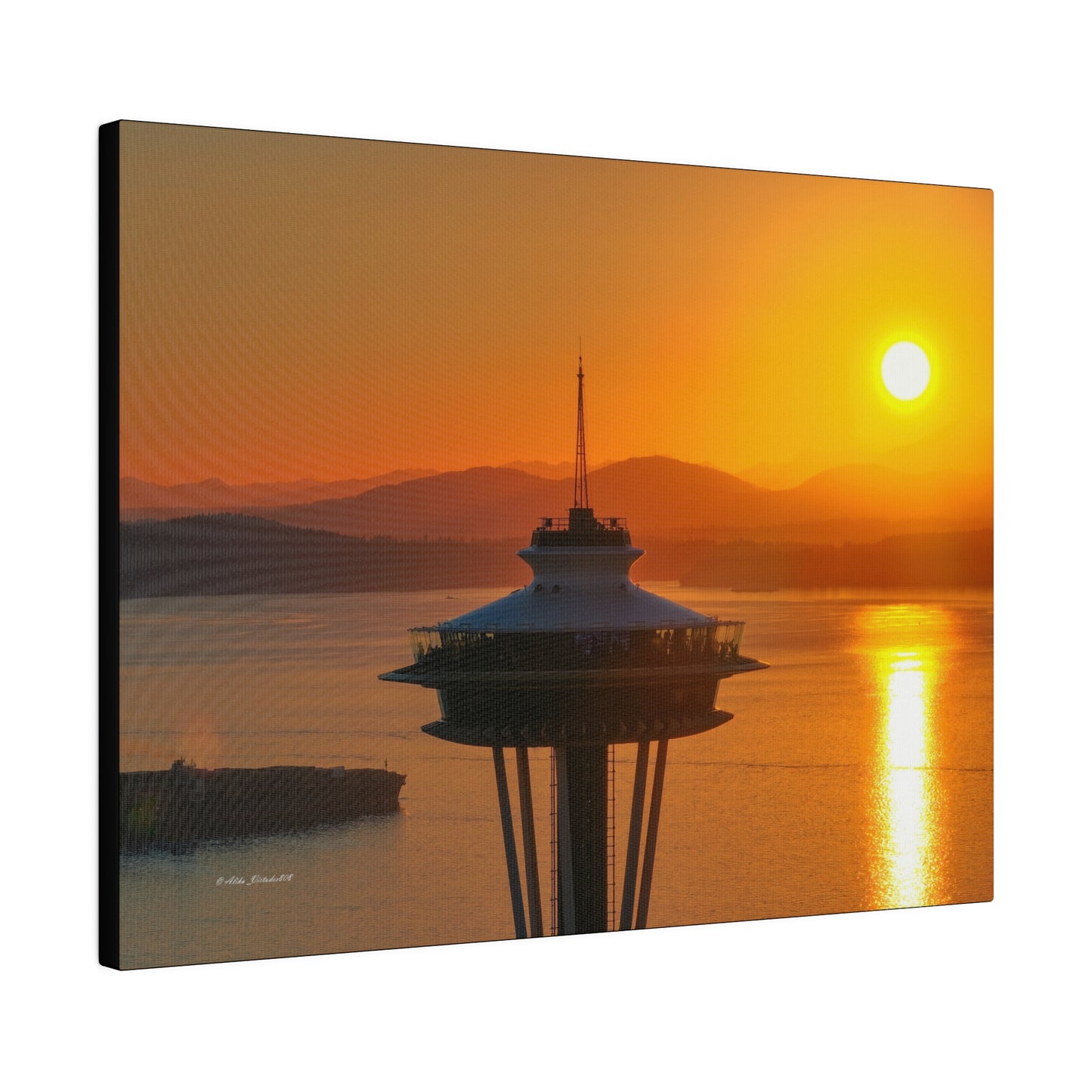 Golden Hour Sunset Behind Space Needle