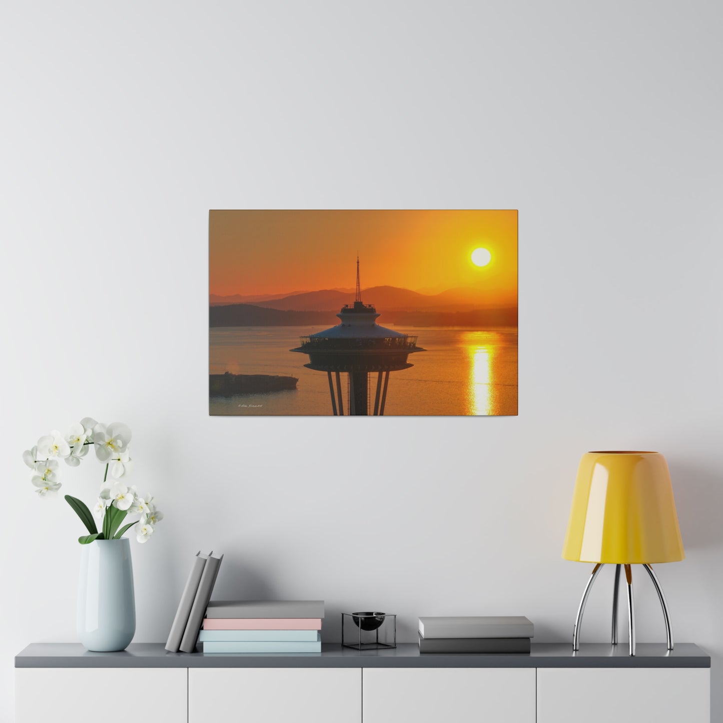 Golden Hour Sunset Behind Space Needle