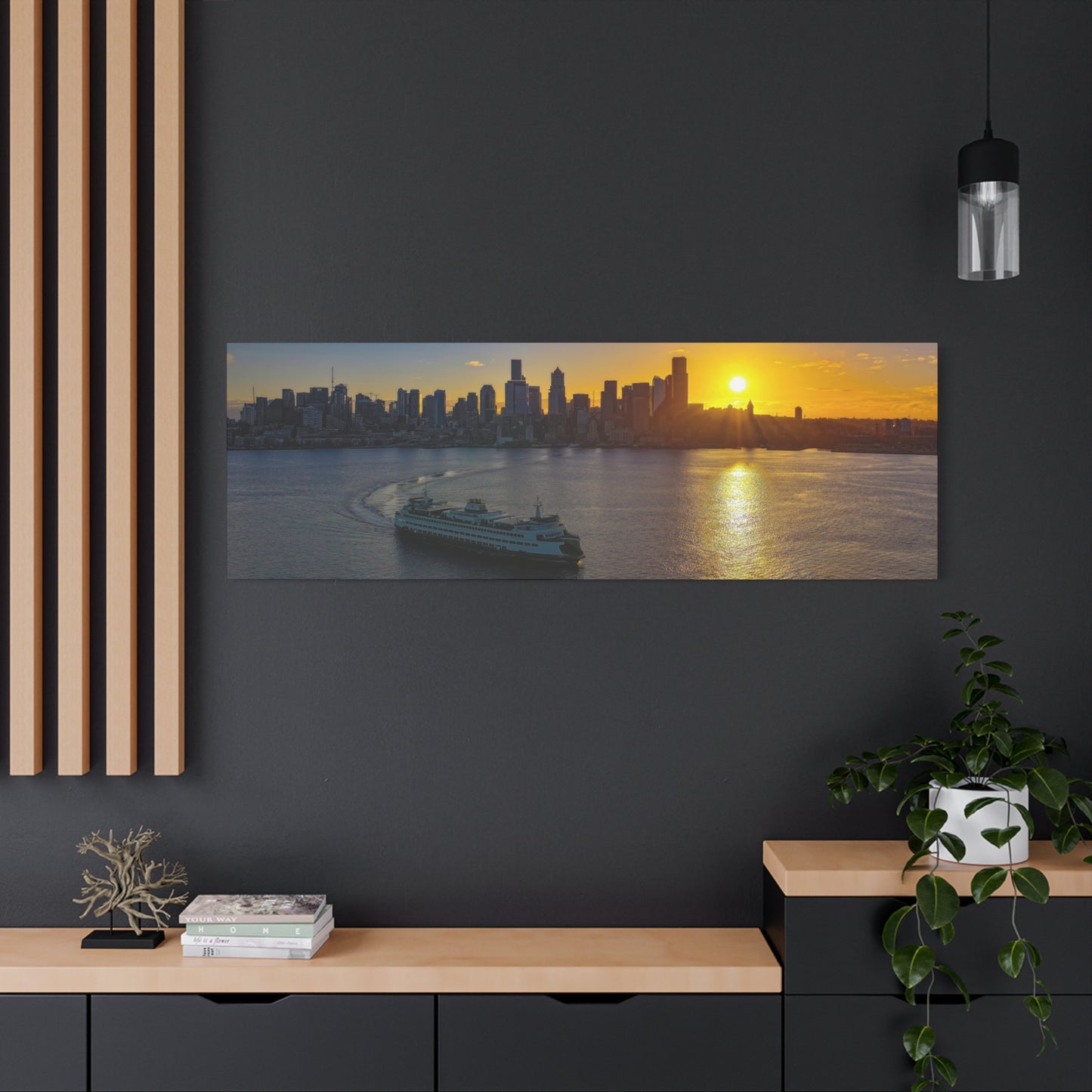 Sunrise Over Downtown Seattle and Seattle Ferry