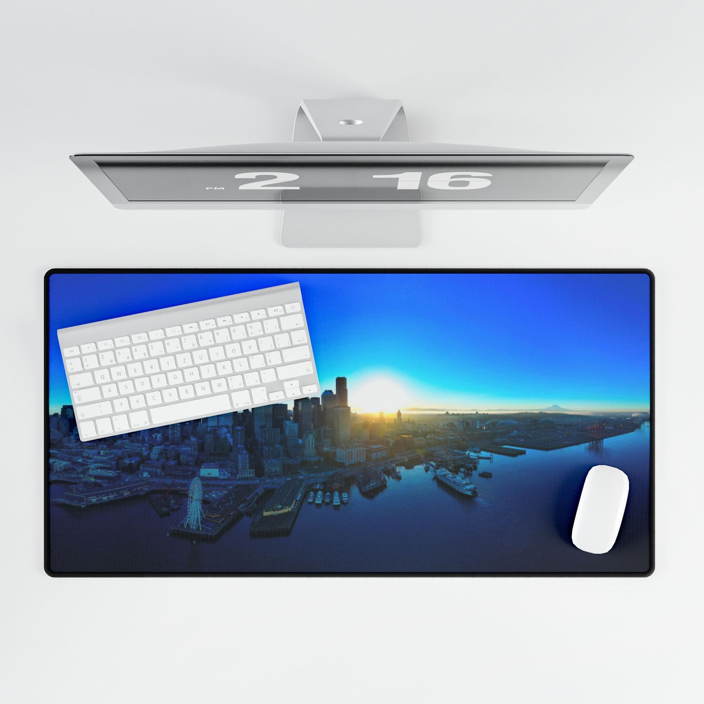 Blue Hour Over Seattle Desk Mat