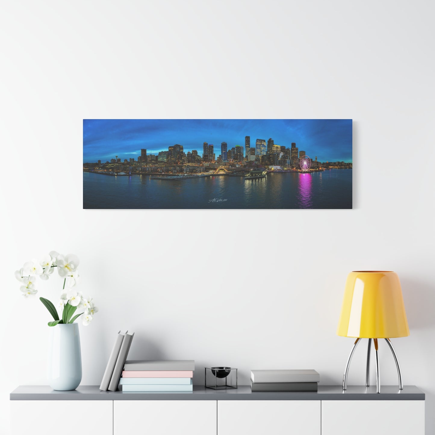 Blue Hour Seattle Waterfront Panoramic